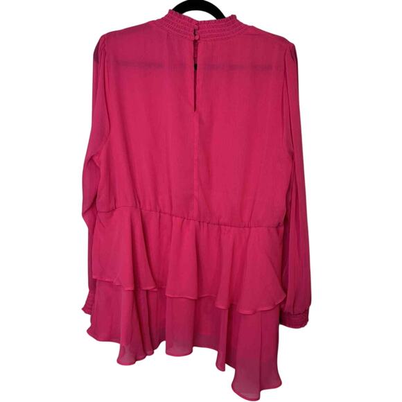 Torrid Crinkle Chiffon Smock Neck Ruffle Tiered Top Pink Like New Size 1 - Picture 6 of 8